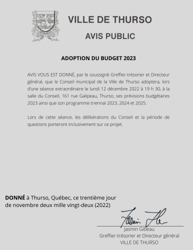 2022 11 30 avis public - Ville de Thurso